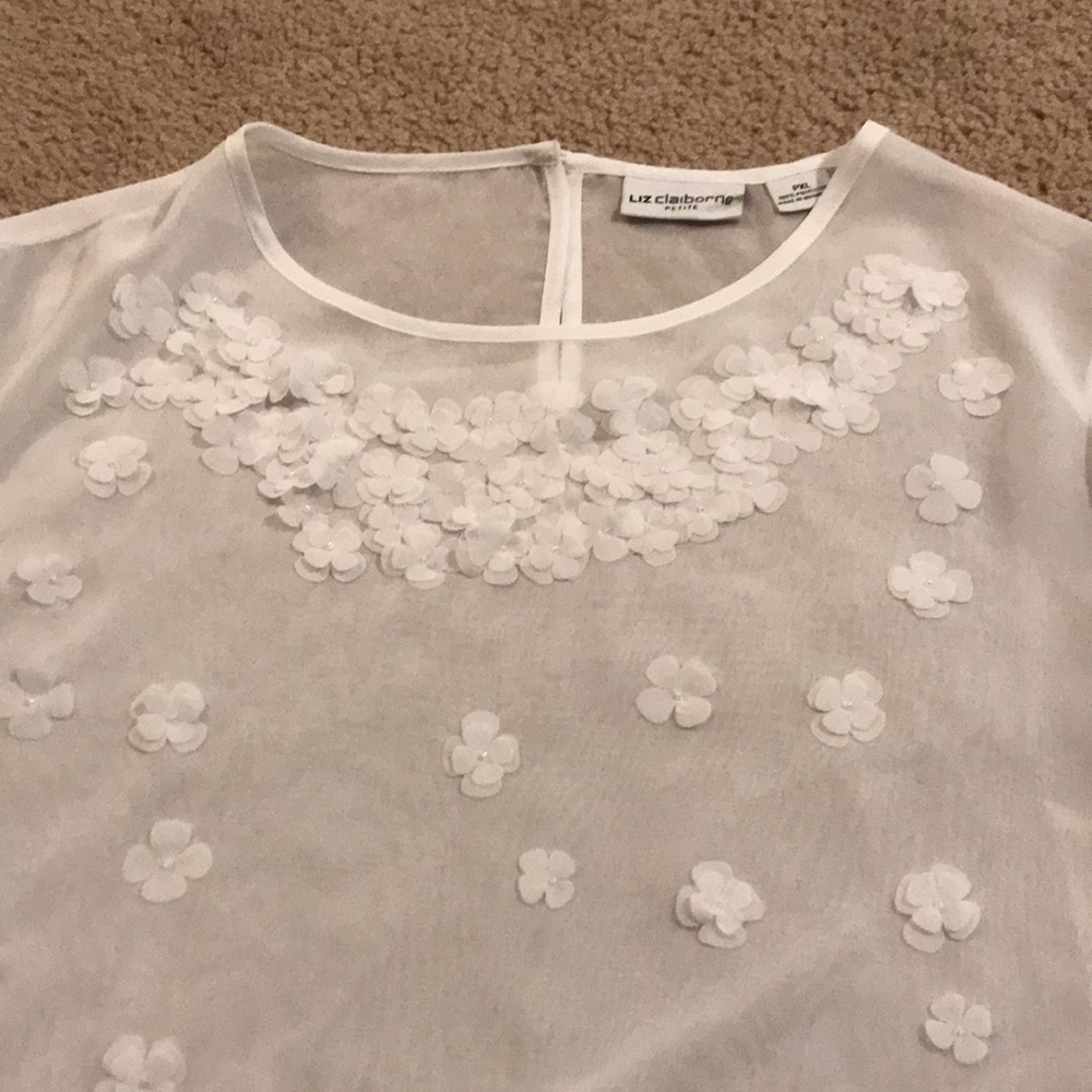 Liz Claiborne sheer white top size PXL